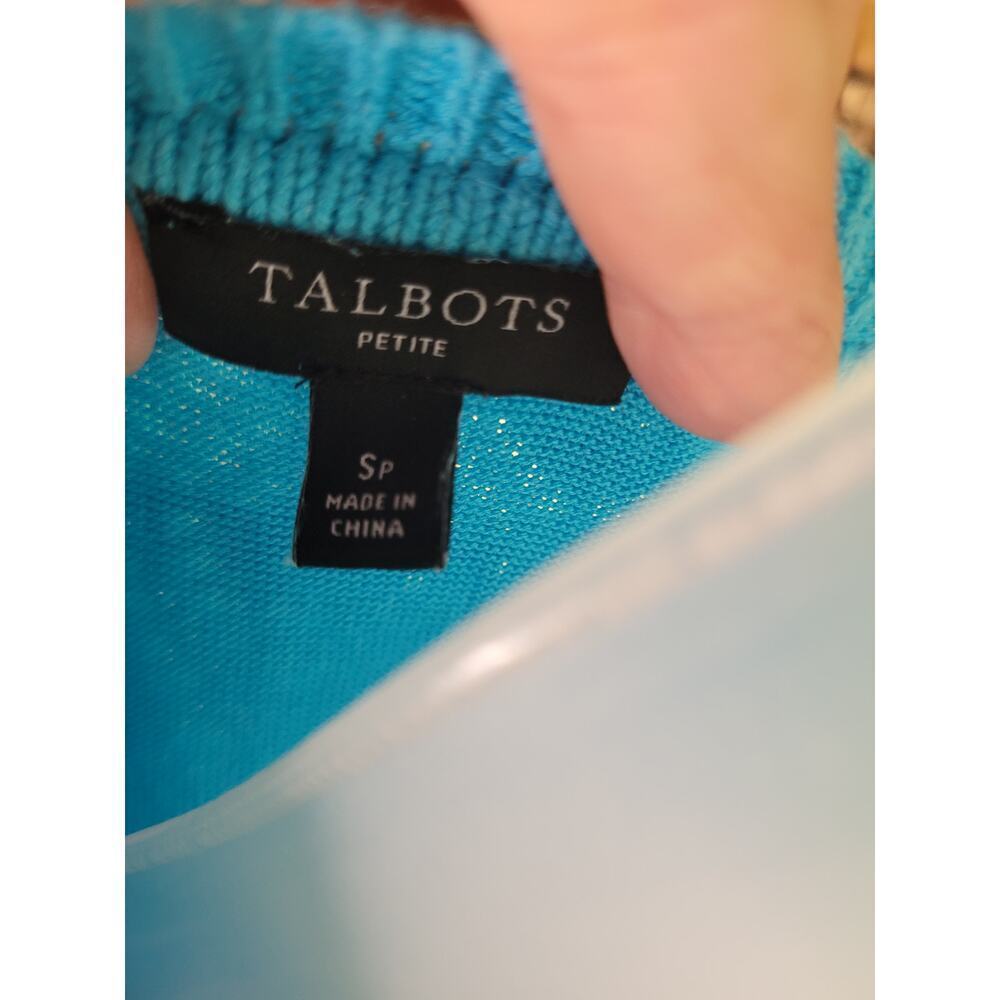 Talbots Women Knit sweater Turquoise Lined Sz SP - Picture 4 of 5